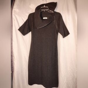 Calvin Klein black sweater dress zipper collar classy Sheek women's med